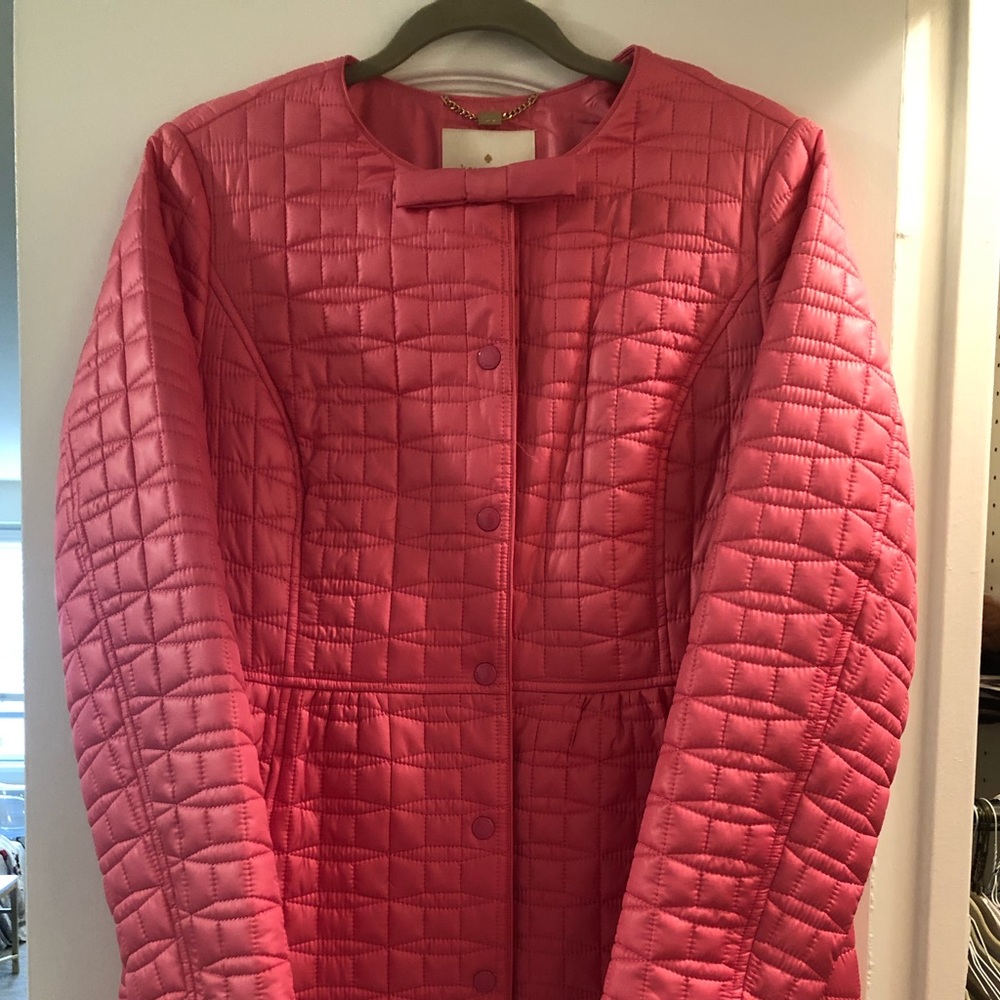 brand new Kate Spade quilt coat w/matching clutch